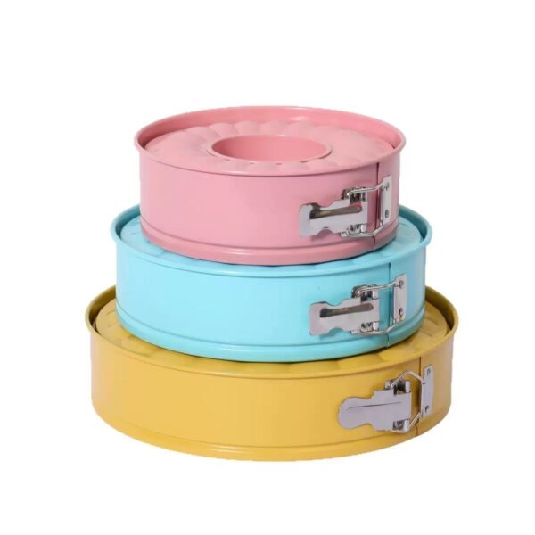 3 Pcs Colorful Carbon Steel Springform Cake Pans, Non-Stick Removable Bottom Cheesecake Molds Set