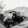8-Piece Premium Stainless Steel Cookware Set, Pots & Pans Collection, Induction Compatible Kitchen Cooking Set