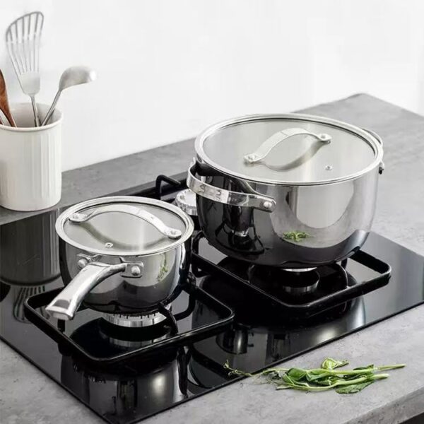 8-Piece Premium Stainless Steel Cookware Set, Pots & Pans Collection, Induction Compatible Kitchen Cooking Set