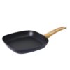 15 Pieces Non-Stick Aluminum Cookware Set, Black Pots & Pans with Wood Effect Heat Resistant Handles for All Stoves