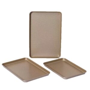3-Piece Golden Nonstick Honeycomb Texture Baking Pan Set