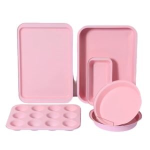 6-Piece Pink Nonstick Baking Pan Set