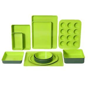 9de47fb134882b06e0608f9830fd483a 10 Pcs Green Carbon Steel Baking Pans Set