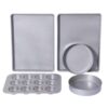 b340bbd091280d6df98f684560e9fe4e 5 Pcs Silver Textured Carbon Steel Bakeware Set, Nonstick Cake Muffin & Baking Tray Kit