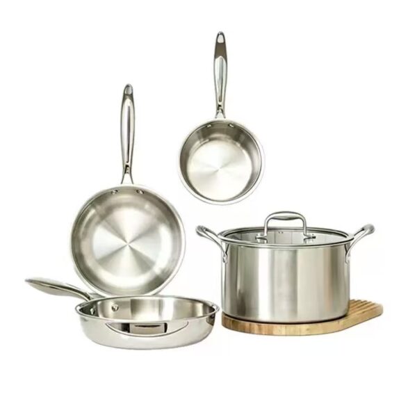 7-Piece Stainless Steel Cookware Set, Multi Size Pots & Pans for Home Cooking, Induction Compatible Kitchen Cookware Set