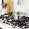 7 Piece Tri-Ply Stainless Steel Cookware Set, Mirror Polished Gold Ergonomic Handles, Induction Compatible Pots and Pans for All Stovetops