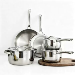 8-Piece Premium Stainless Steel Cookware Set, Pots & Pans Collection, Induction Compatible Kitchen Cooking Set