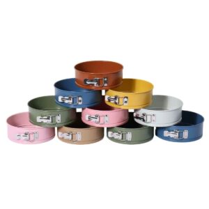 Vintage Multi-Colored Springform Pan 6-Piece Kit, Carbon Steel Leakproof Round Baking Cake Molds